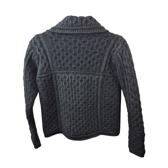 Aran Mor Sweater Womens M Gray Merino Wool Cardigan Chunky Knit Ireland - Picture 2 of 8